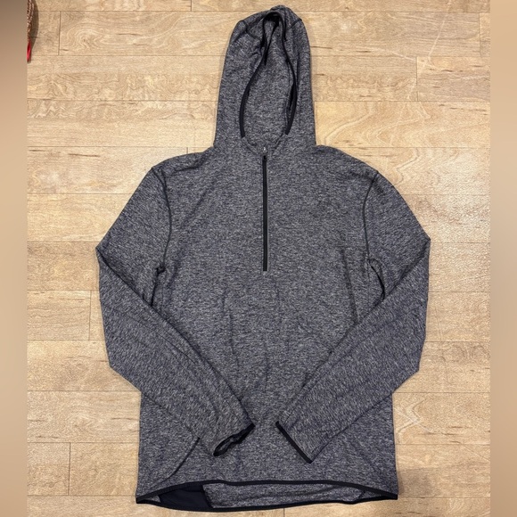 Lululemon Surge Warm 1/2 Zip Hoodie Sz L In Heathered Black - Picture 1 of 5